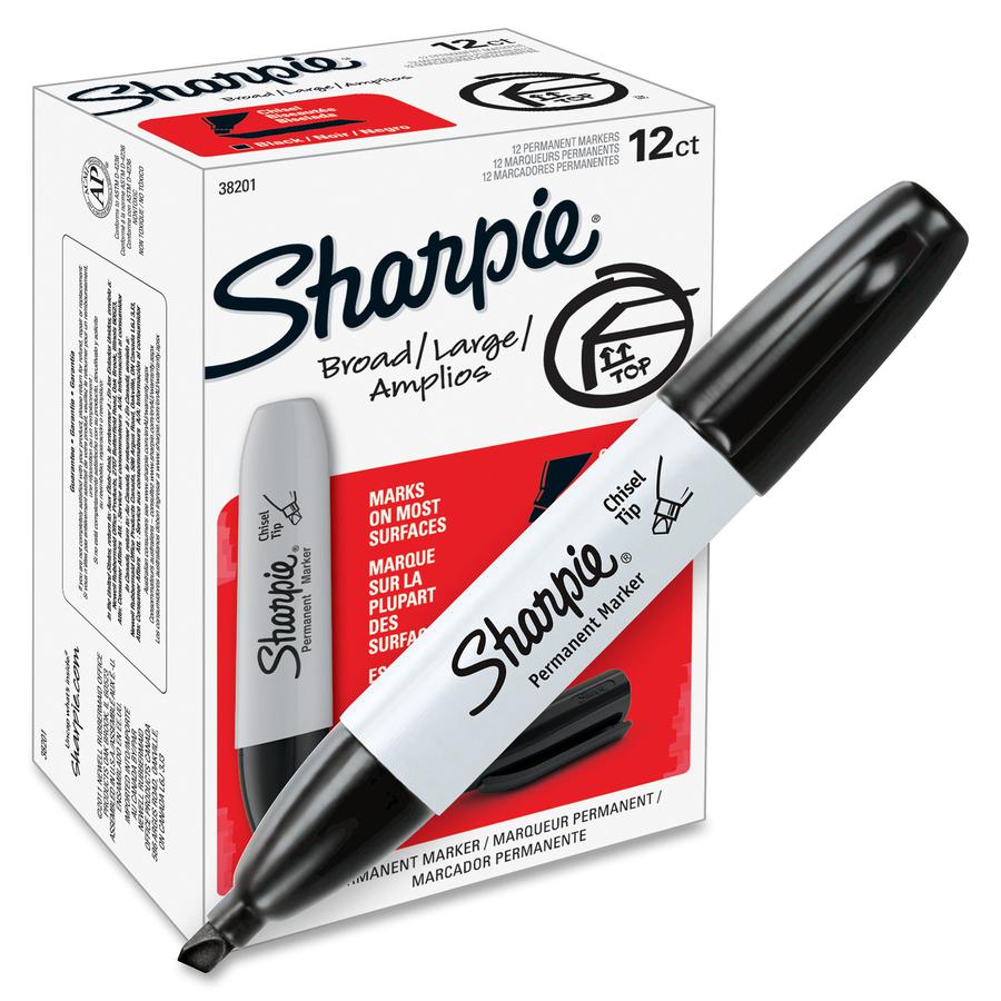 Sharpie Large Barrel Permanent Markers - Wide Marker Point - Chisel Marker Point Style - Black Alcohol Based Ink - 12 / Dozen. Picture 3