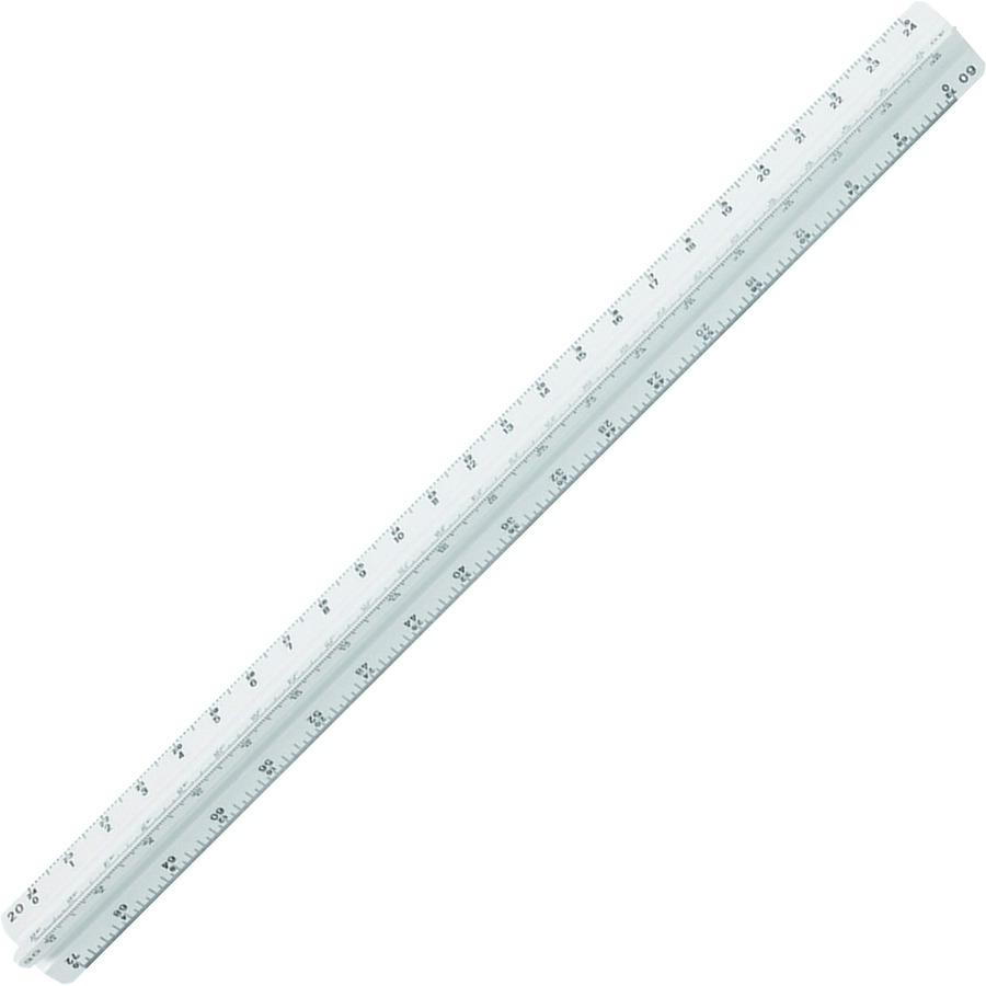 Staedtler 12" Triangular Engineer Scale - 12" Length 1" Width - 1/10 Graduations - Imperial, Metric Measuring System - Plastic - 1 Each - White. Picture 4