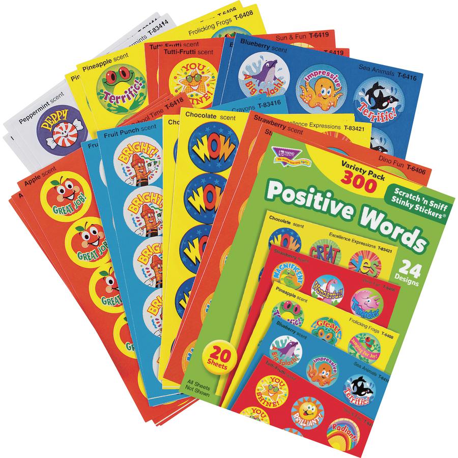 Trend Positive Words Stinky Stickers Variety Pack - Self-adhesive - Acid-free, Non-toxic, Photo-safe, Scented - Assorted, Assorted - Paper - 300 / Pack. Picture 2