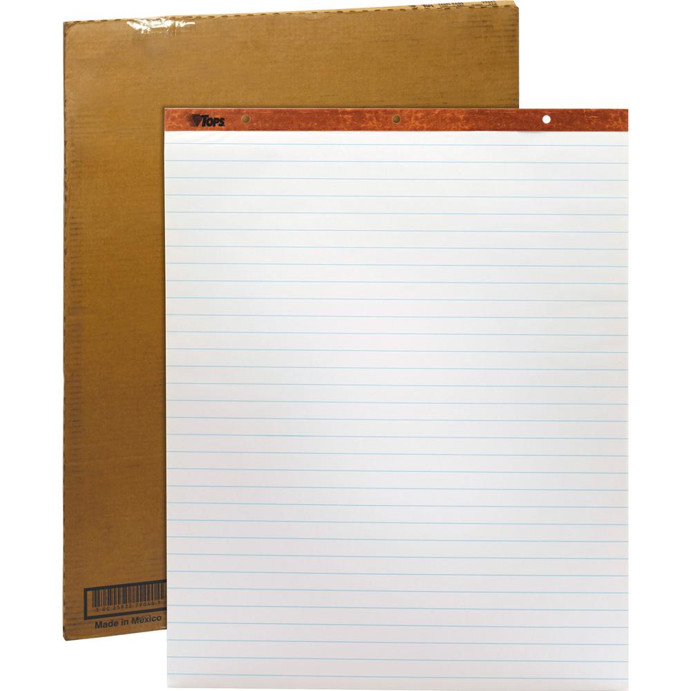 TOPS Horizontal Ruled Easel Pads - 50 Sheets - Stapled/Glued - 15 lb Basis Weight - 27" x 34" - White Paper - Perforated, Punched - 2 / Carton. Picture 3