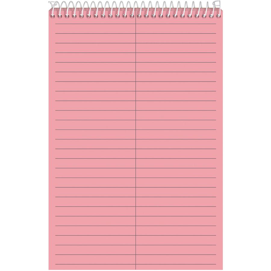 TOPS Prism Steno Books - 80 Sheets - Wire Bound - Gregg Ruled - 6" x 9" - Pink Paper - Perforated, Stiff-back, WireLock - 4 / Pack. Picture 2