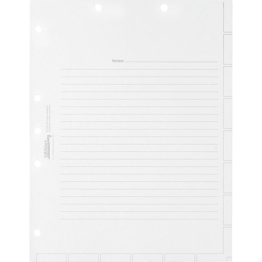 Tabbies Medical Chart Index Divider Sheets - Blank Tab(s) - 7 Hole Punched - White Divider - White Tab(s) - Punched - 400 / Box. Picture 4
