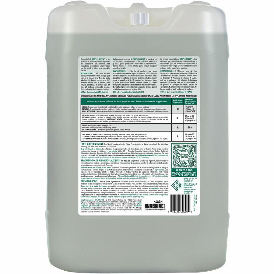 Simple Green Industrial Cleaner/Degreaser - Concentrate Liquid - 640 fl oz (20 quart) - Original Scent - 1 Each - White. Picture 4