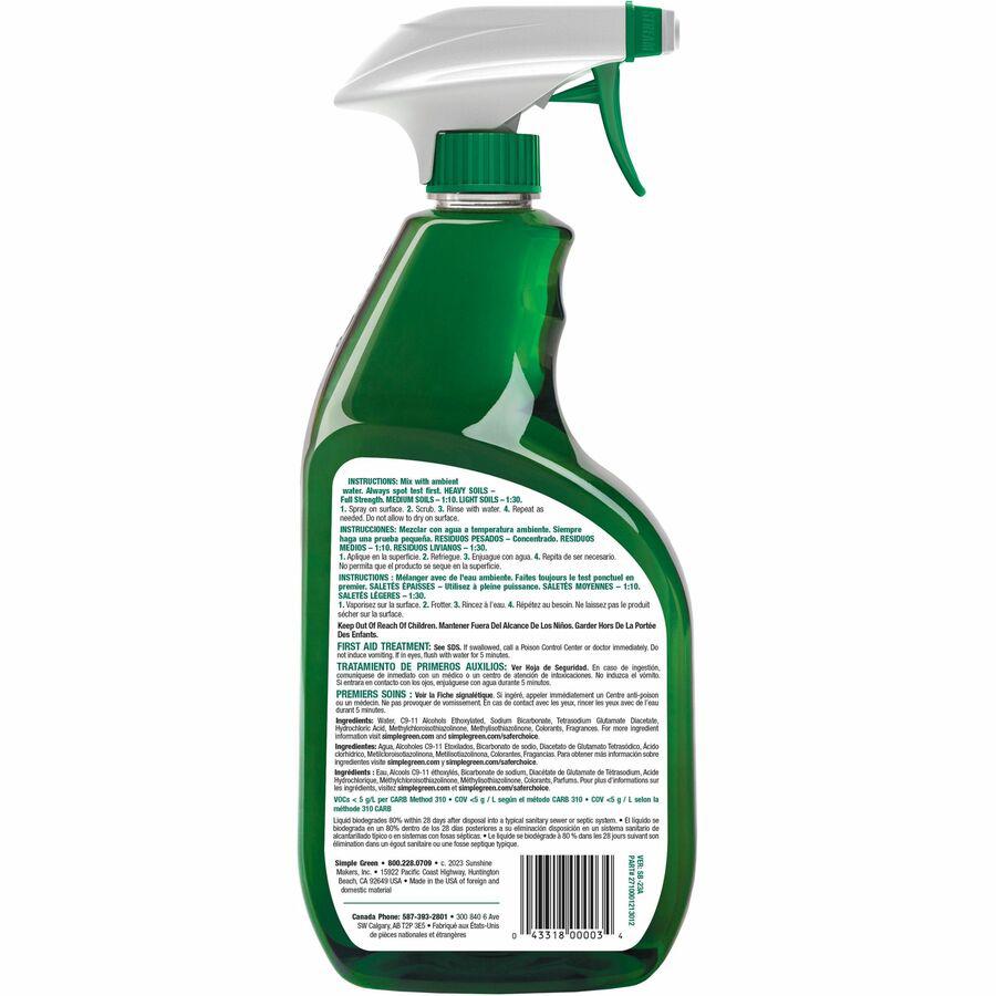 Simple Green Industrial Cleaner/Degreaser - Concentrate Spray - 24 fl oz (0.8 quart) - Original Scent - 1 Each - White, Green. Picture 2