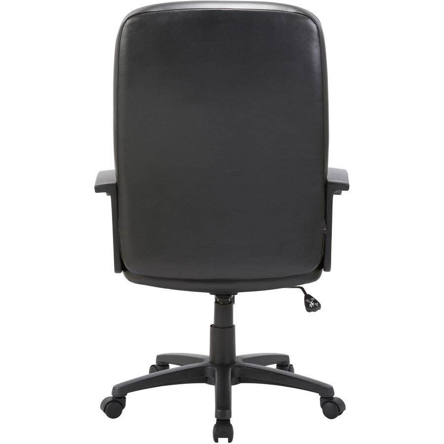 Lorell Chadwick Series Executive High-Back Chair - Black Leather Seat - Black Frame - 5-star Base - Black - 1 Each. Picture 9