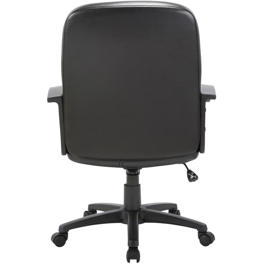 Lorell Chadwick Series Managerial Mid-Back Chair - Black Leather Seat - Black Frame - 5-star Base - Black - 1 Each. Picture 7