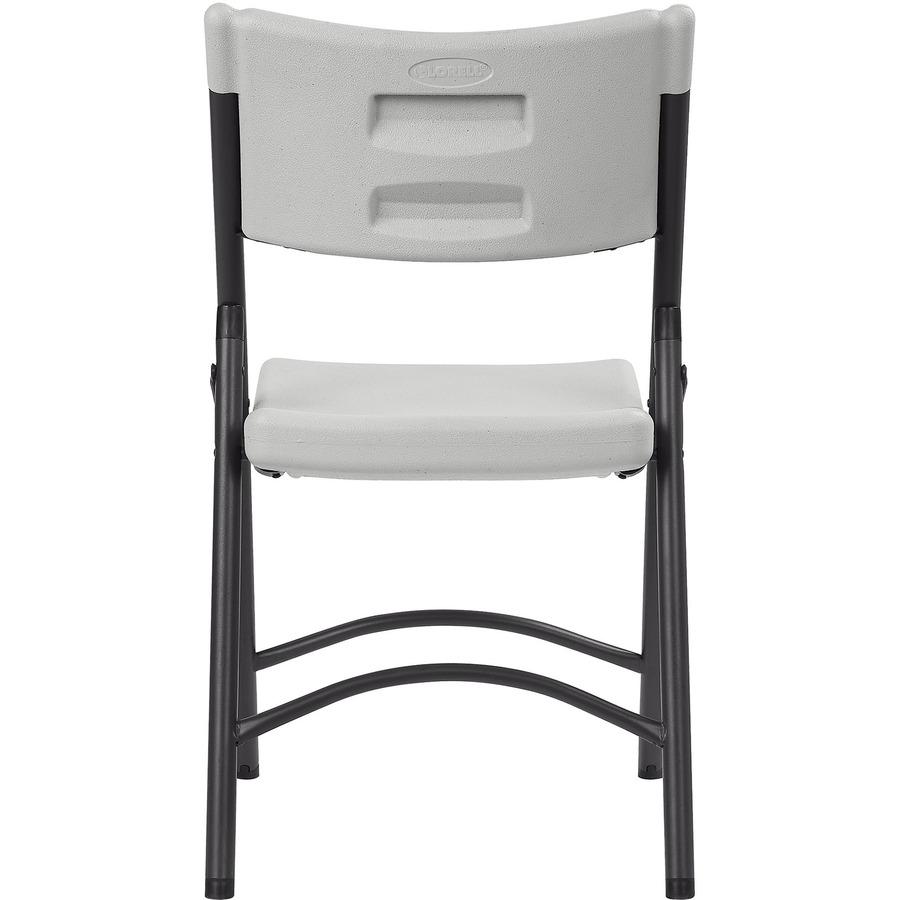 Lorell Heavy-duty Blow-Molded Folding Chairs - Light Gray Polyethylene Seat - Light Gray Polyethylene Back - Dark Gray Steel Frame - Steel, Polyethylene - 4 / Carton. Picture 7