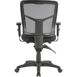 Lorell ErgoMesh Series Managerial Mid-Back Chair - Black Fabric Seat - Black Back - Black Frame - 5-star Base - 1 Each. Picture 11