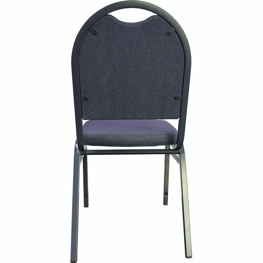 Lorell Round-Back Stack Chair - Blueberry, Black Fabric Seat - Charcoal Steel Frame - Blue, Black - 4 / Carton. Picture 7