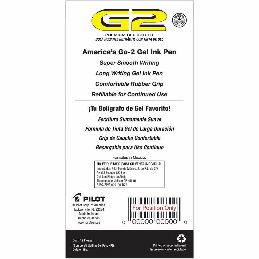 Pilot G2 Bold Point Retractable Gel Pens - Bold Pen Point - 1 mm Pen Point Size - Refillable - Retractable - Black Gel-based Ink - Clear Barrel - 1 Dozen. Picture 4