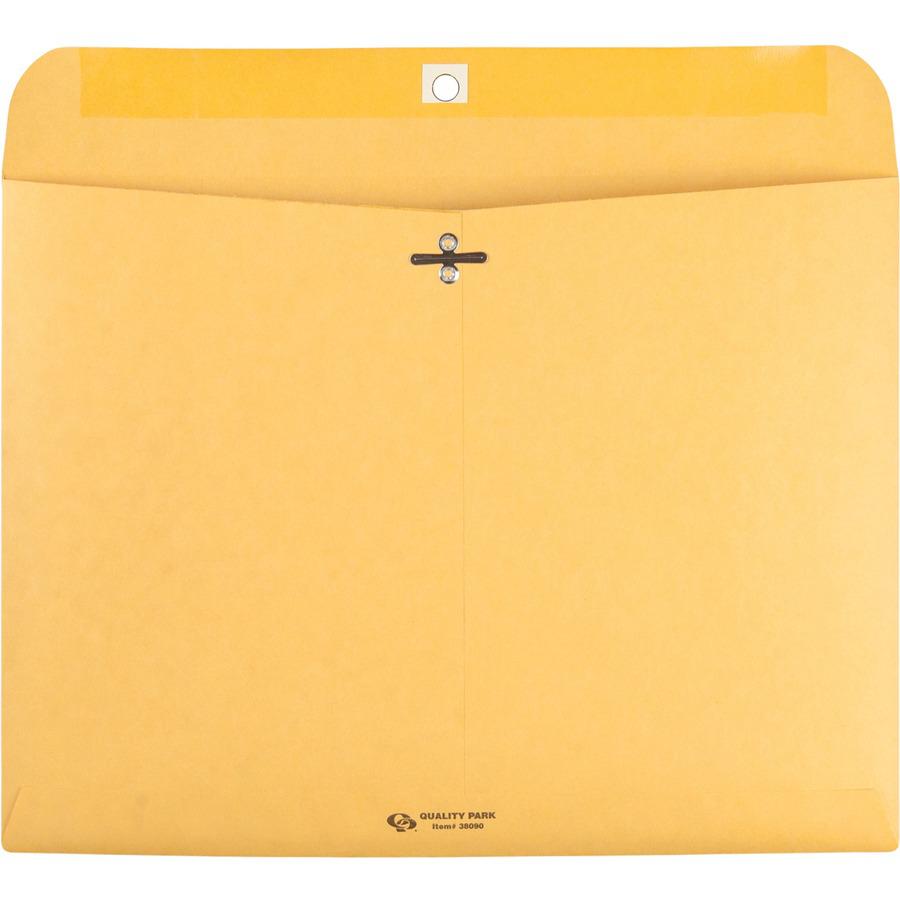 Quality Park Redi-file Clasp Envelopes - Clasp - #90 - 9" Width x 12" Length - 28 lb - Clasp - Kraft - 100 / Box - Kraft. Picture 7