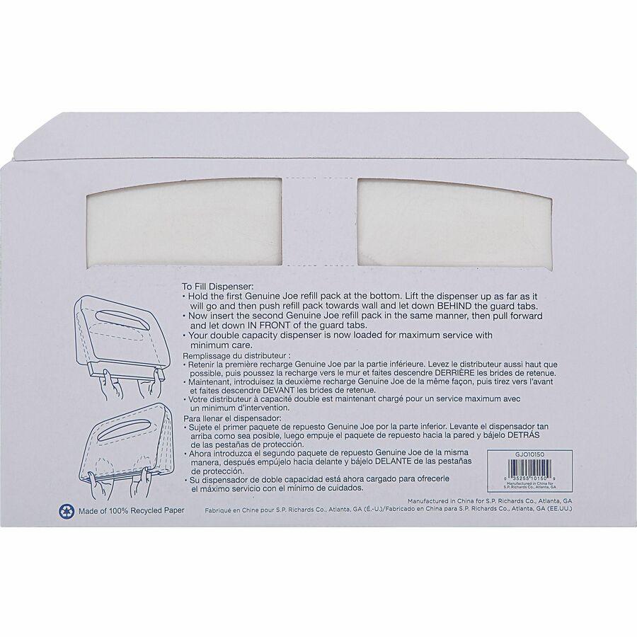 Genuine Joe Half-fold Toilet Seat Covers - Half-fold - For Public Toilet - 2500 / Carton - White. Picture 6