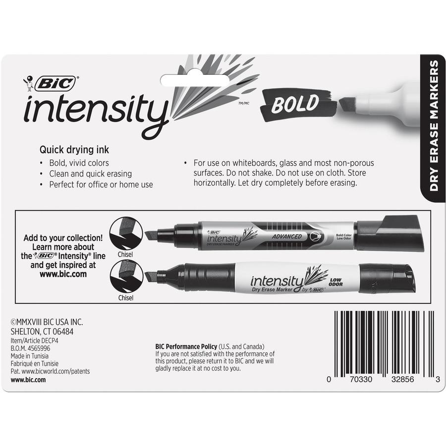 BIC Intensity Bold Vivid Dry-erase Markers - Chisel Marker Point Style - Assorted - 4 / Set. Picture 5