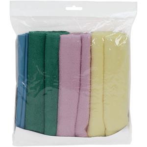 Genuine Joe Color-coded Microfiber Cleaning Cloths - 16" x 16" - Assorted - MicroFiber - 4 / Pack. Picture 2