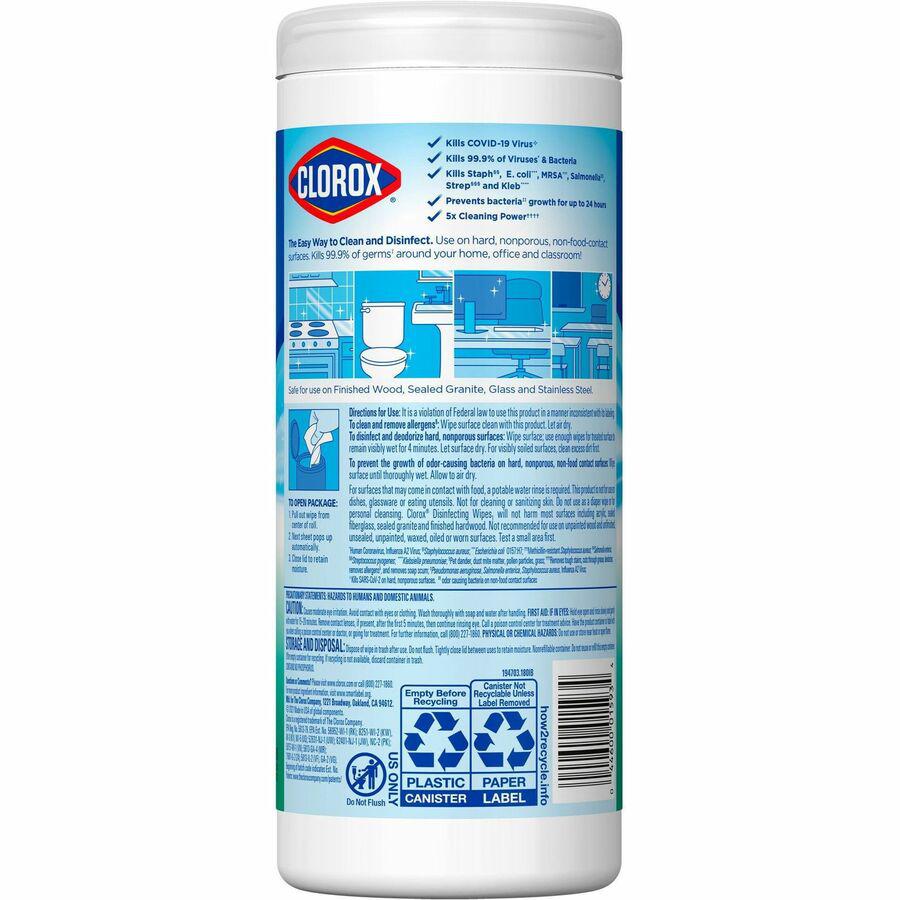 Clorox Disinfecting Cleaning Wipes - Ready-To-Use Wipe - Fresh Scent - 35 / Canister - 12 / Carton - Green. Picture 9