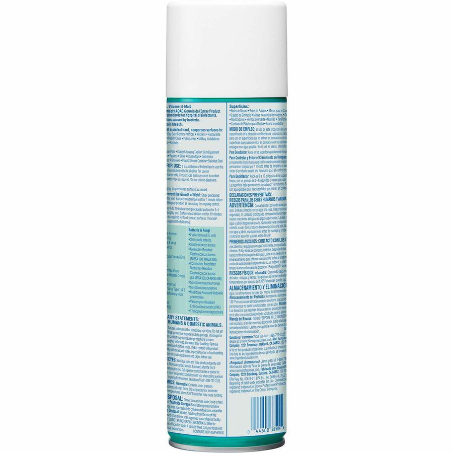 Clorox Commercial Solutions Disinfecting Aerosol Spray - 19 fl oz (0.6 quart) - Fresh Scent - 12 / Carton - Pleasant Scent, Disinfectant. Picture 7