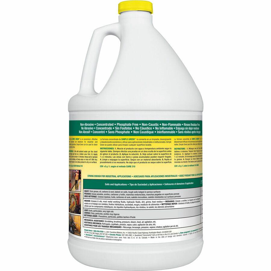 Simple Green Industrial Cleaner/Degreaser - For Washable Surface - Concentrate - 128 fl oz (4 quart) - Lemon Scent - 1 Each - Non-toxic - Lemon. Picture 3