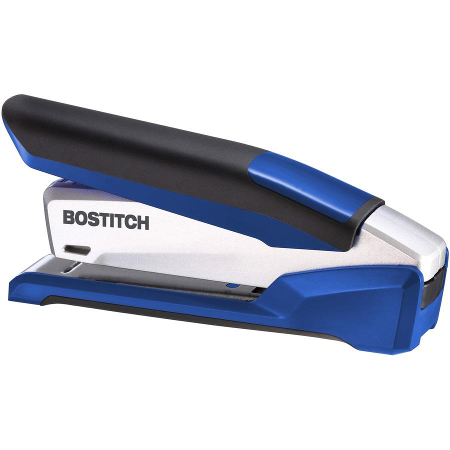 Bostitch InPower 28 Spring-Powered Premium Desktop Stapler - 28 Sheets Capacity - 210 Staple Capacity - Full Strip - 1/4" Staple Size - Blue, Silver. Picture 4