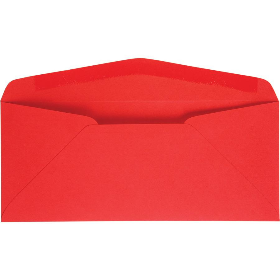 Quality Park No. 10 Bright Red Envelopes - Business - #10 - 4 1/8" Width x 9 1/2" Length - 60 lb - Adhesive - 25 / Pack - Red. Picture 5