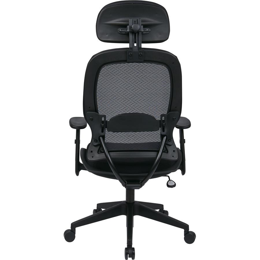 Office Star Professional Air Grid Chair with Adjustable Headrest - Mesh Seat - 5-star Base - Black - 1 Each. Picture 7