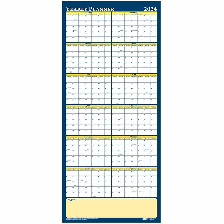House of Doolittle Laminated Yearly Wall Planner - Julian Dates - Yearly - 12 Month - January 2024 - December 2024 - 60" x 26" Sheet Size - 2" x 1.75" , 1.63" x 2" Block - Paper - Erasable, Laminated . Picture 5