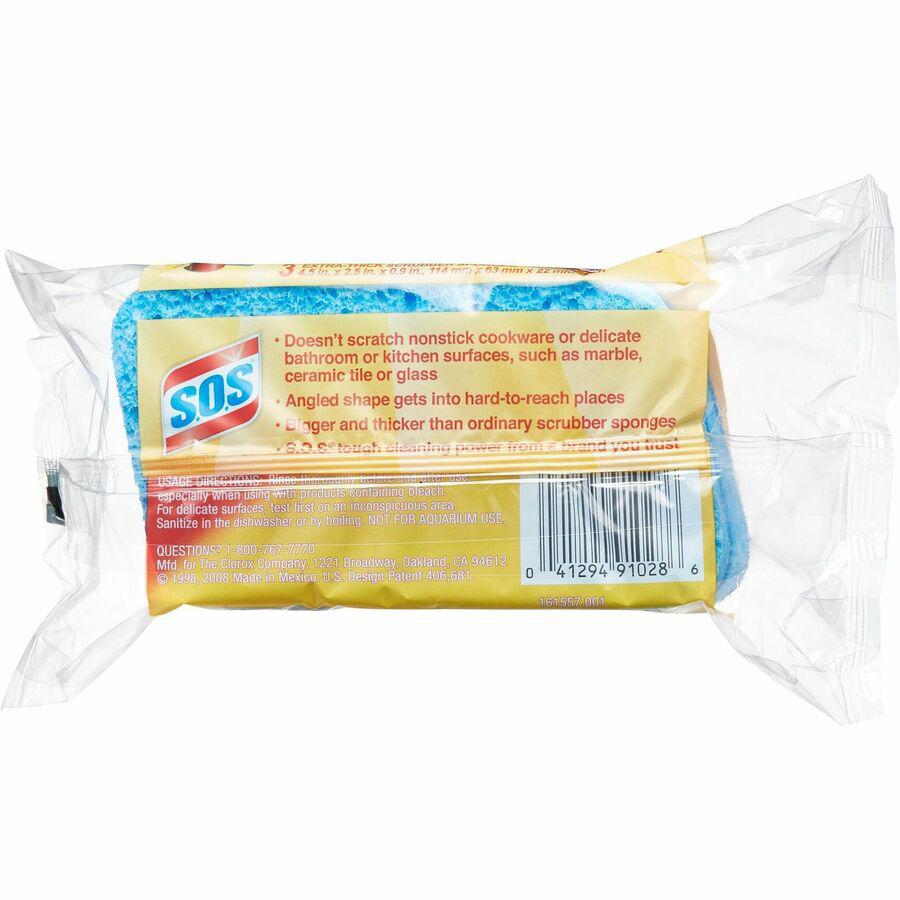 S.O.S All-Surface Scrubber Sponge - 5.3" Height x 3" Width x 0.9" Depth - 8/Carton - Cellulose - Blue. Picture 6
