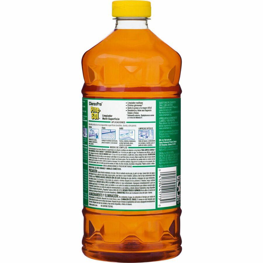 CloroxPro&trade; Pine-Sol Multi-Surface Cleaner - For Multipurpose - Concentrate - 60 fl oz (1.9 quart) - Pine Scent - 6 / Carton - Deodorize, Odorless, Anti-bacterial, Residue-free - Amber. Picture 10