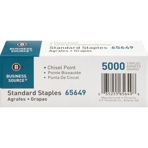 Business Source Chisel Point Standard Staples - 210 Per Strip - 1/4" Leg - 1/2" Crown - Holds 30 Sheet(s) - Chisel Point - Silver5000 / Box. Picture 11