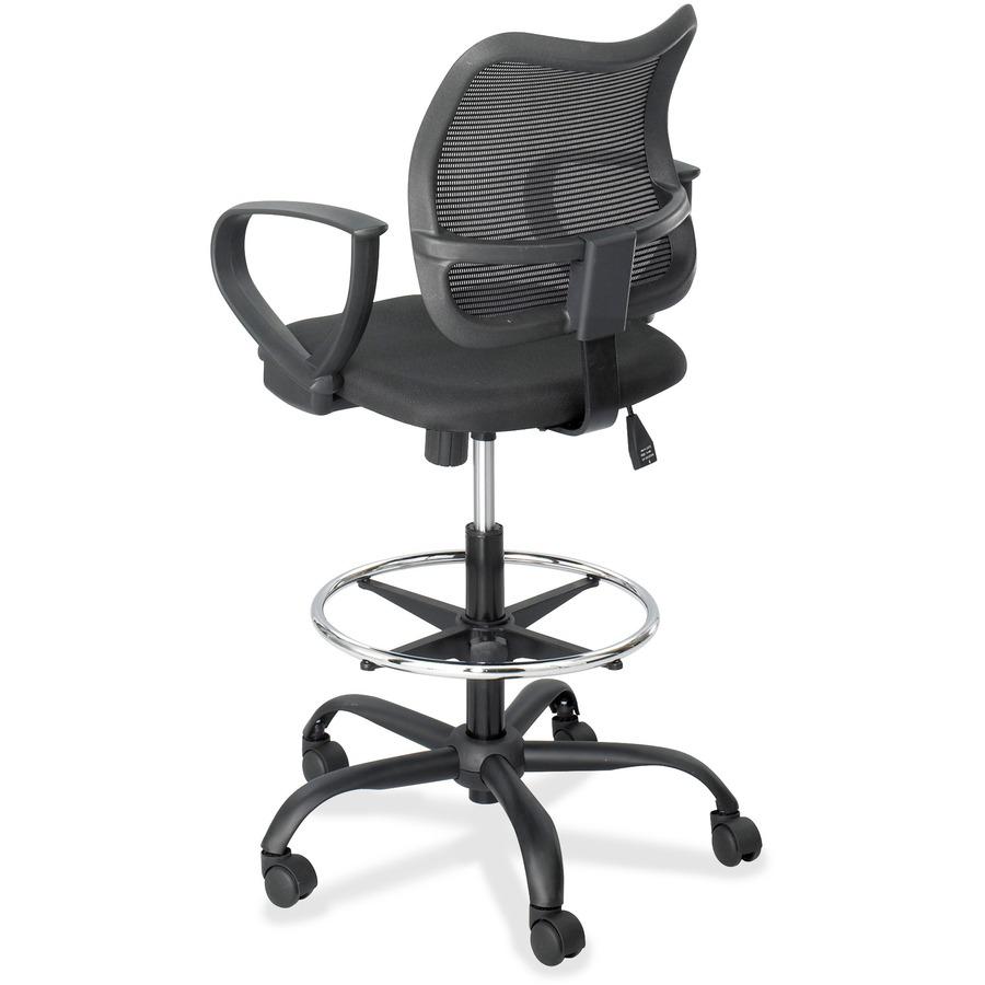 Safco Vue Extended Height Mesh Chair - Black Polyester Seat - Nylon Back - 5-star Base - Black - 1 Each. Picture 3