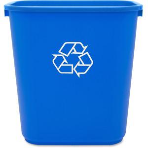 Genuine Joe 28-1/2 Quart Recycle Wastebasket - 7.13 gal Capacity - Rectangular - 15" Height x 14.5" Width x 10.5" Depth - Blue, White - 1 Each. Picture 6