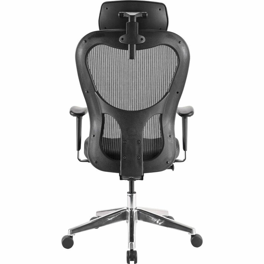 Lorell Elevate Mesh High-Back Executive Office Chair - Black Leather Seat - Aluminum Frame - 5-star Base - 1 Each. Picture 5