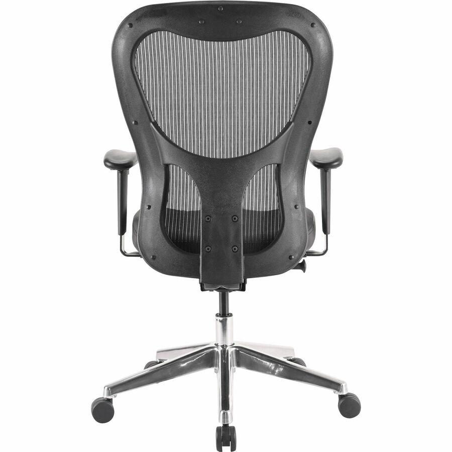 Lorell Elevate Mesh Mid-Back Office Chair - Black Leather Seat - Aluminum Frame - 5-star Base - 1 Each. Picture 5