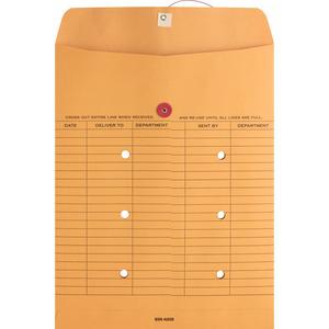 Business Source 2-sided Inter-Department Envelopes - Inter-department - 10" Width x 13" Length - 28 lb - String/Button - Kraft - 100 / Box - Kraft. Picture 8