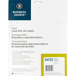 Business Source Mailing Address Labels - 1" Width x 2 3/4" Length - Permanent Adhesive - Rectangle - Laser - Clear - 30 / Sheet - 750 / Pack - Self-adhesive. Picture 4