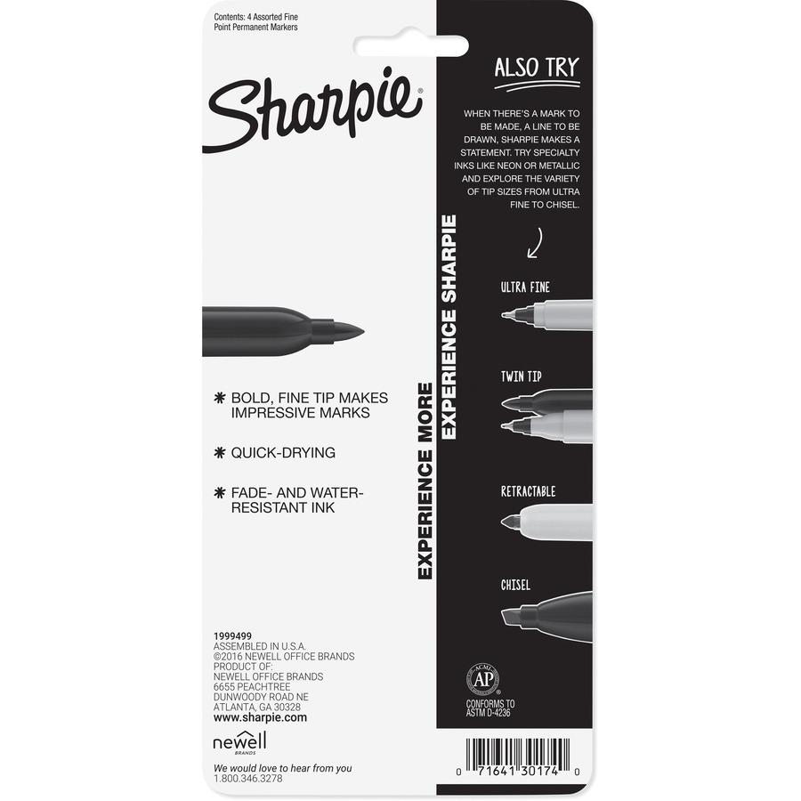 Sharpie Fine Point Permanent Marker - Fine Marker Point - Blue, Black, Green, Red Oil Based Ink - 4 / Pack. Picture 4