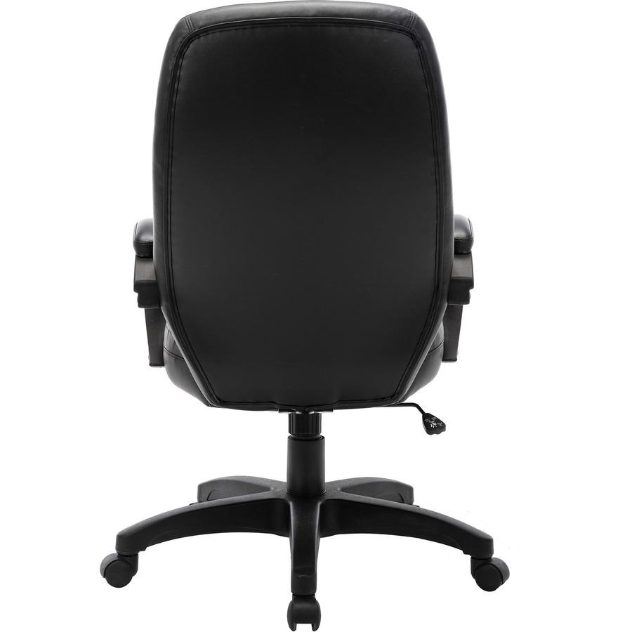 Lorell Westlake Series Executive High-Back Chair - Black Leather Seat - Black Polyurethane Frame - High Back - Black - 1 Each. Picture 9