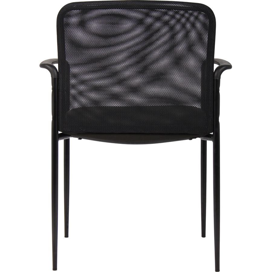 Lorell Reception Side Chair with Molded Cap Arms - Black Seat - Mesh Back - Steel Frame - Four-legged Base - 1 Each. Picture 8
