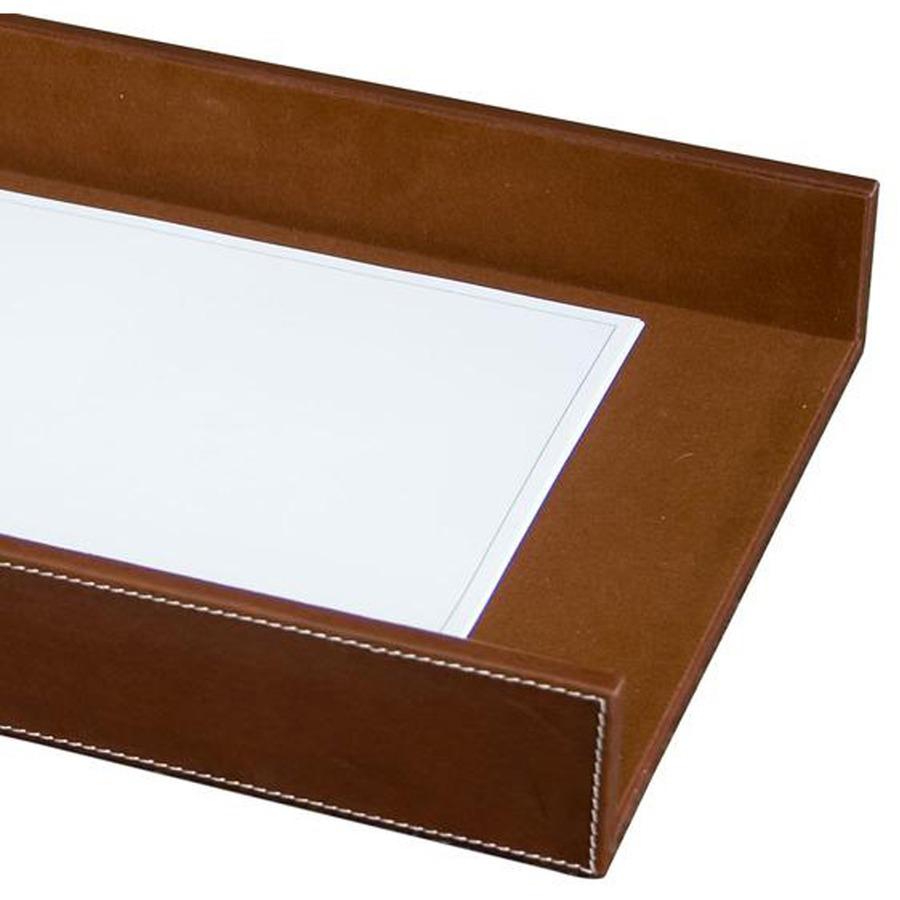 Dacasso Rustic Leather Legal-Size Letter Tray - Rustic Brown - Top Grain Leather, Velveteen - 1 Each. Picture 5