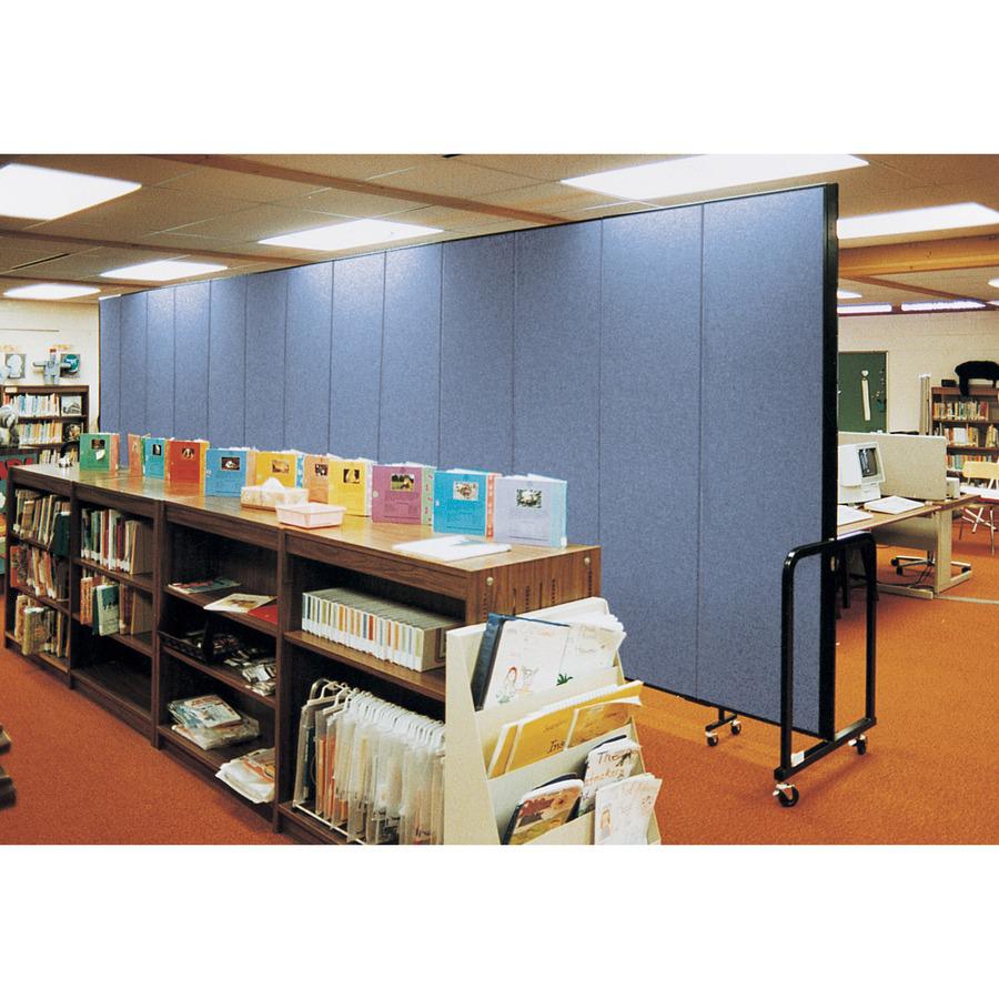 Screenflex Portable Room Dividers - 72" Height x 24.1 ft Length - Black Metal Frame - Polyester - Stone - 1 Each. Picture 8