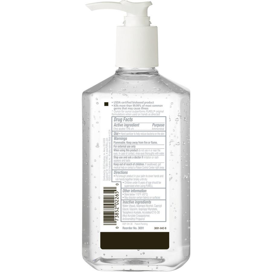 PURELL&reg; Hand Sanitizer Gel - Fragrance-free Scent - 12 fl oz (354.9 mL) - Pump Bottle Dispenser - Kill Germs - Clear - 1 Each. Picture 2