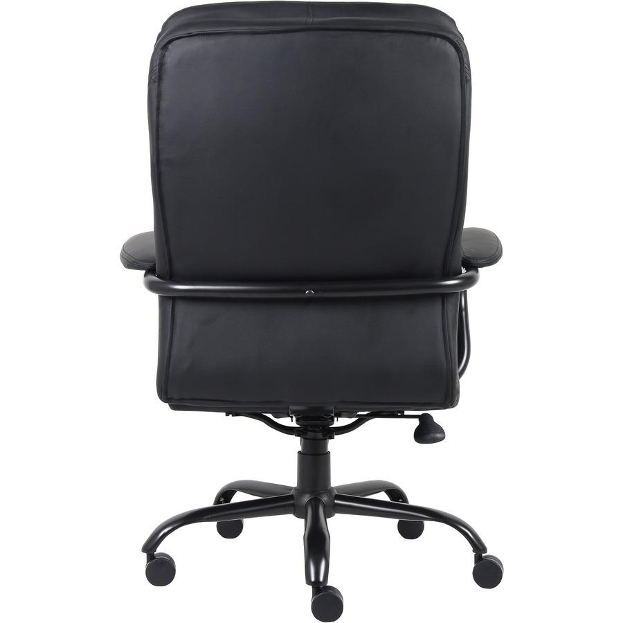 Lorell Big & Tall Double Cushion Executive High-Back Chair - Black Leather Seat - Black Leather Back - 5-star Base - Black - 1 Each. Picture 7