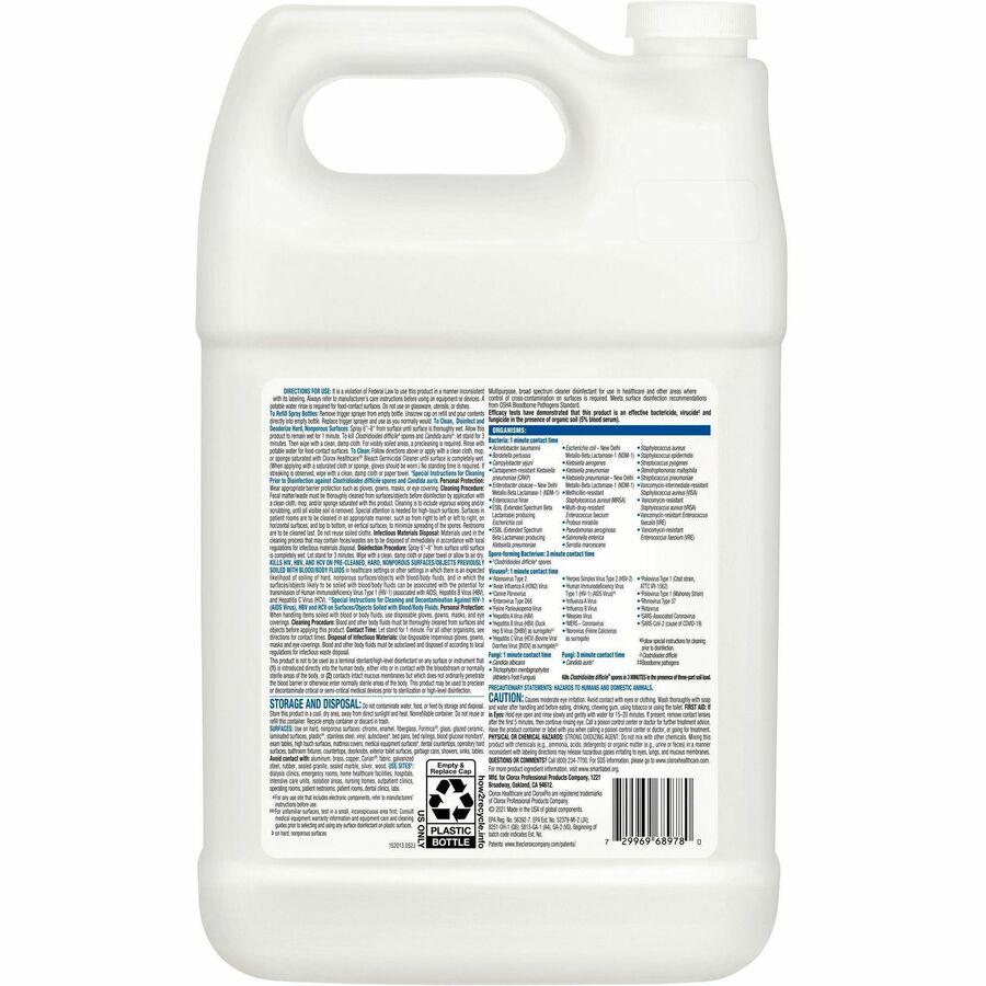 Clorox Healthcare Bleach Germicidal Cleaner - Liquid - 128oz - 1 Each - White - Refill. Picture 8