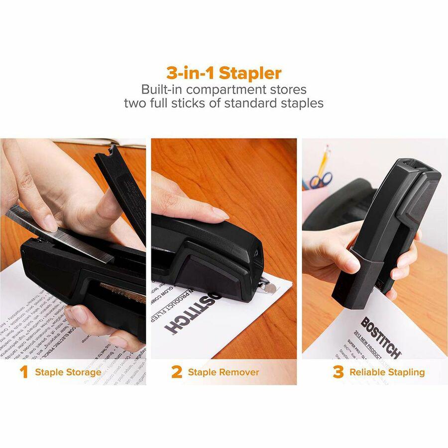 Bostitch Epic Antimicrobial Office Stapler - 25 Sheets Capacity - 210 Staple Capacity - Full Strip - 1/4" Staple Size - 1 Each - Black. Picture 10