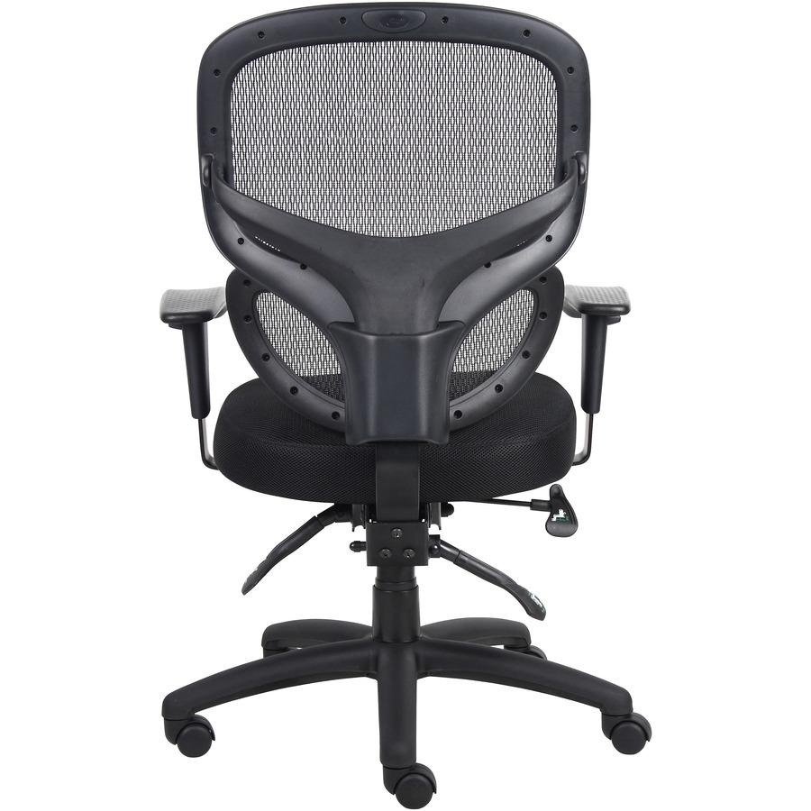 Lorell Mesh-Back Executive Chair - Black Fabric Seat - Black Mesh Back - 5-star Base - Black, Silver - Fabric - 1 Each. Picture 8