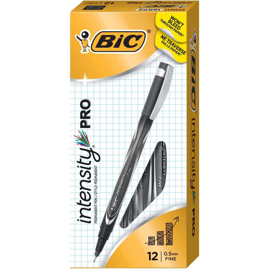 BIC Intensity Fine Point Permanent Marker Pens - Fine Pen Point - 0.5 mm Pen Point Size - Black - Black Barrel - 1 Dozen. Picture 3