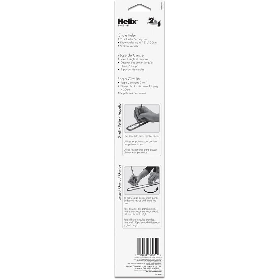 Helix Ruler - 30cm / 12" Graduations - Imperial, Metric Measuring System - Plastic - 5 / Box - Assorted. Picture 3