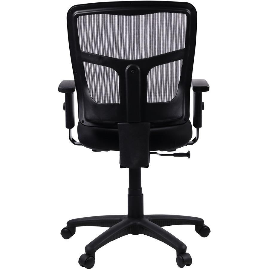 Lorell Ergomesh Managerial Mesh Mid-back Chair - Black Fabric Seat - Black Back - Black Frame - 5-star Base - Black - 1 Each. Picture 8