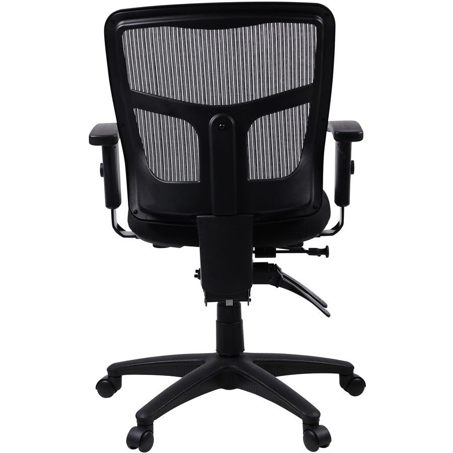 Lorell Ergomesh Swivel Mesh Mid-back Office Chair - Black Fabric Seat - Black Back - Black Frame - 5-star Base - Black - 1 Each. Picture 8