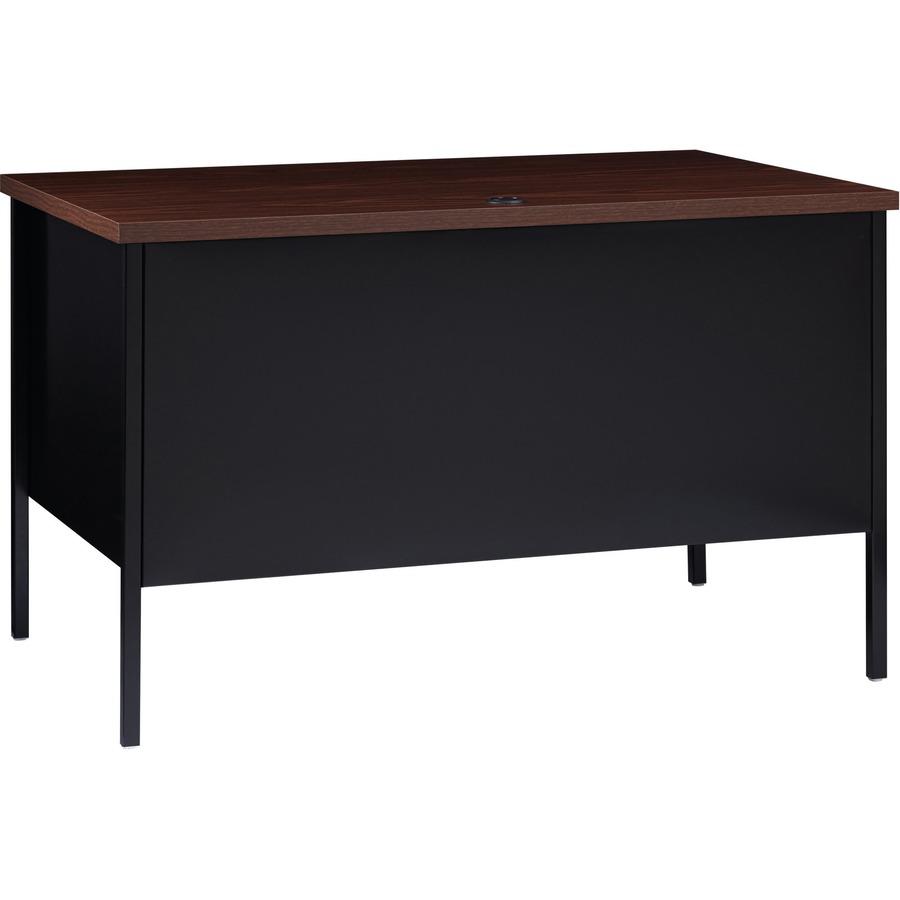 Lorell Fortress Series 48" Right Single-Pedestal Desk - Laminated Rectangle, Walnut Top - 30" Table Top Length x 48" Table Top Width x 1.13" Table Top Thickness - 29.50" Height - Assembly Required - B. Picture 8