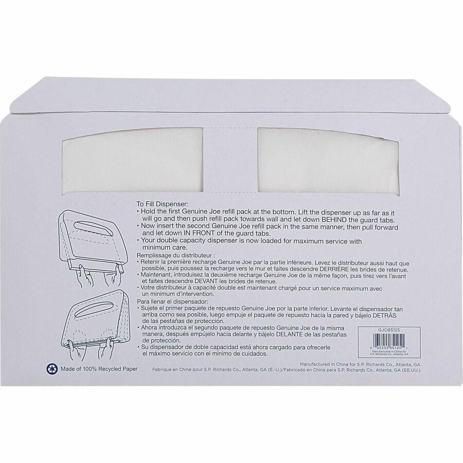 Genuine Joe Toilet Seat Covers - Half-fold - For Public Toilet - 250 / Pack - 20 / Carton - White. Picture 4